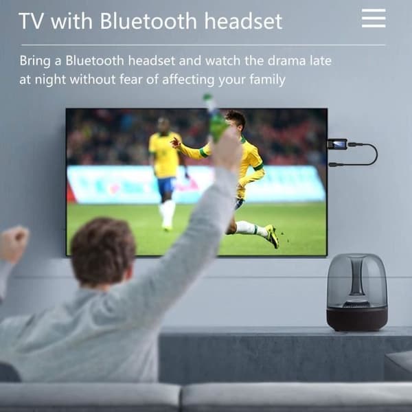 Bluetooth 5.0-adapter sender med LCD-skjerm, 3-i-1 trådløs mottaker og sender, dobbel 3,5 mm jack-tilkobling