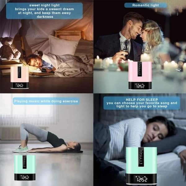 Kannettava Bluetooth-kaiutin, langaton kannettava Bluetooth-kaiutin 7-värisellä LED-valolla - 10W - Herätyskellolla