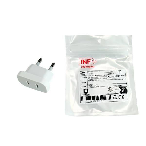 Europeisk standard vit kontakt 4,0 mm reseadapter