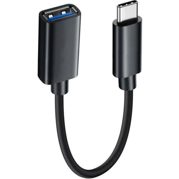USB-C–USB-A OTG-sovitin (naaras) – Yleiskäyttöinen OTG-kaapeli älypuhelimille ja tableteille (musta)
