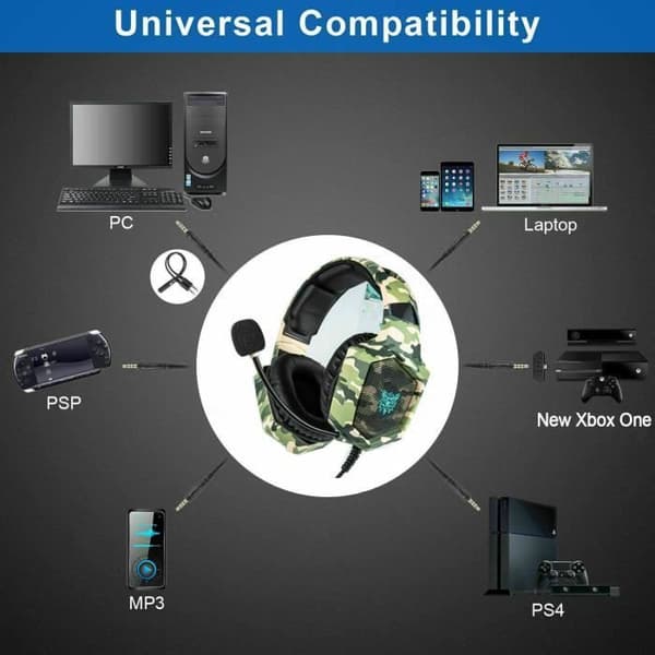 Kablet Gaming Headset - USB 3.5mm - Støjreducerende Mikrofon - LED