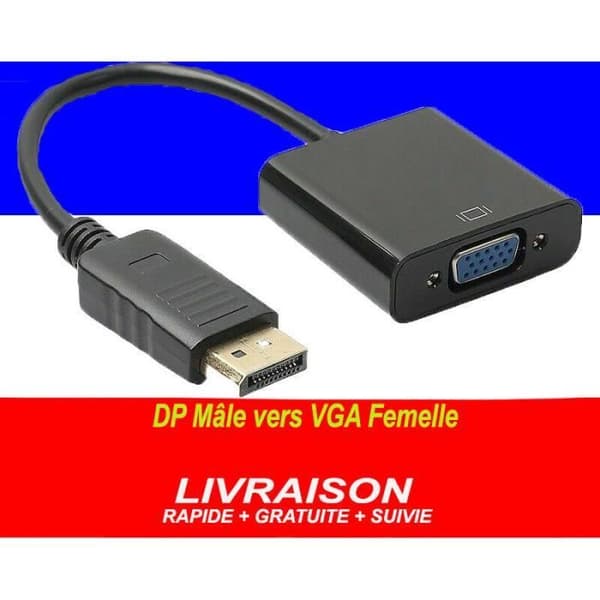 Adapter - DisplayPort til VGA - 1080p - Svart - Signalkonvertering