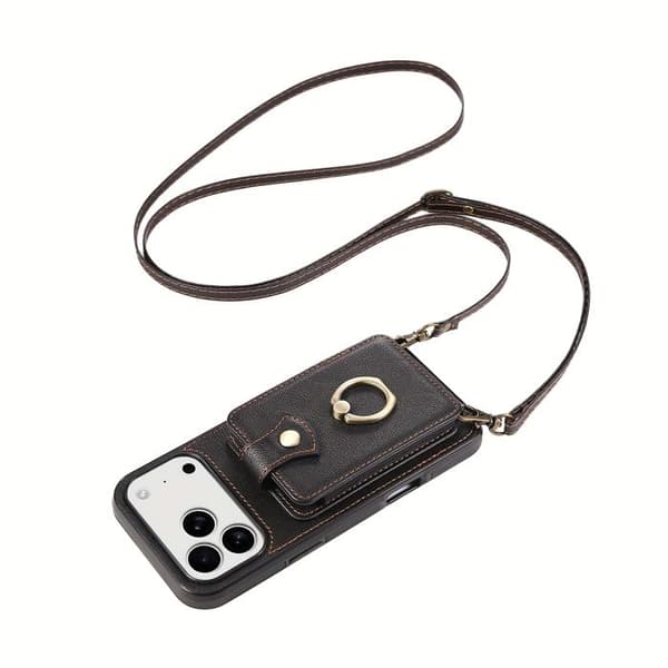 Plånboksfodral för iPhone 17 Pro Max (med kortplatser). Har ett 360° roterande ringstativ och RFID-skydd.