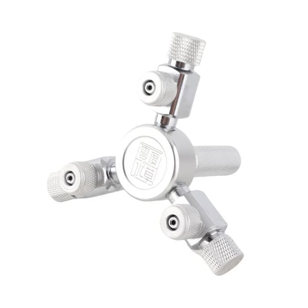 3-vejs CO2-regulator – W02-03 – Sølv mikrojusterbar ventil – Multi-akvarium – Sølvfarve