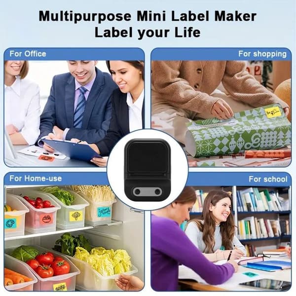 Mini lomme termoprinter – blækfri, Bluetooth – studerende, fotolabels – sort