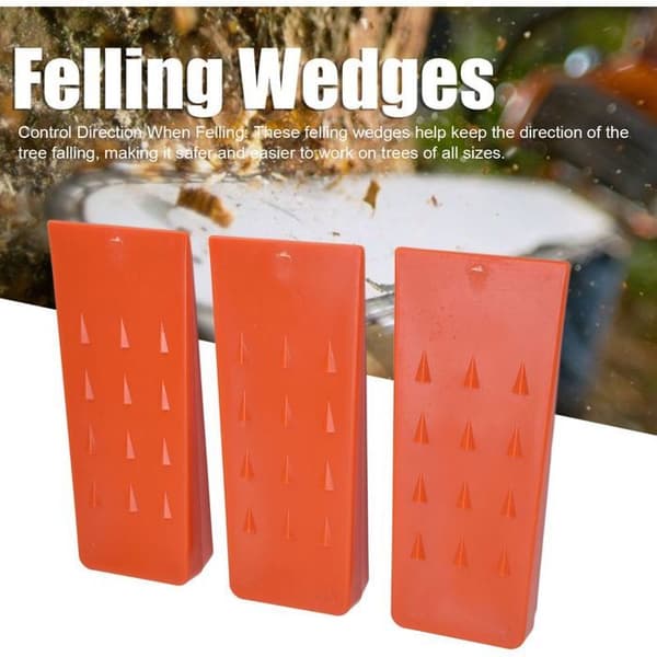3-delt fellingskile – Plast med antiskli-pigger – For trefelling – 20x8,2x3,2cm Rød