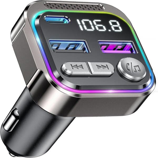 Bluetooth FM-sender for bil - Bluetooth 5.3 - 30W PD hurtiglading og QC 3.0 - Håndfrisett