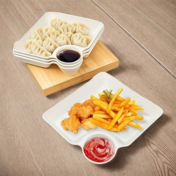 Sæt med opdelte snackbakker (18,5 cm x 16,8 cm) — Plastik serveringsfade med rum