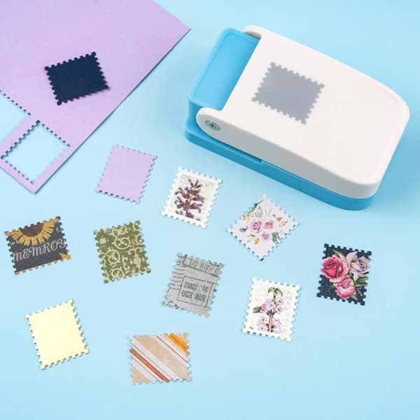 Rektangulär stämpelformad pappersstans, 2,5 x 2 cm, bärbar, spakdriven, med vågig kant, handgjord DIY