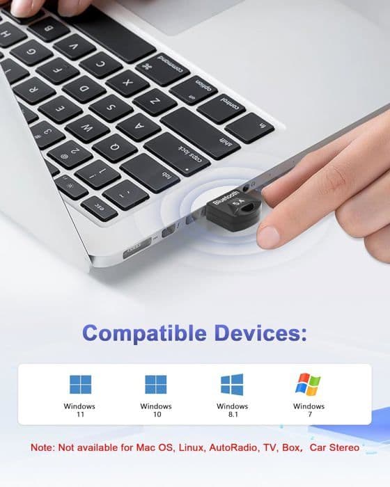 USB Bluetooth-adapter - 5.4 - Bluetooth-dongle - PC-kompatibel - Stabil lydoverføring - Anti-interferens