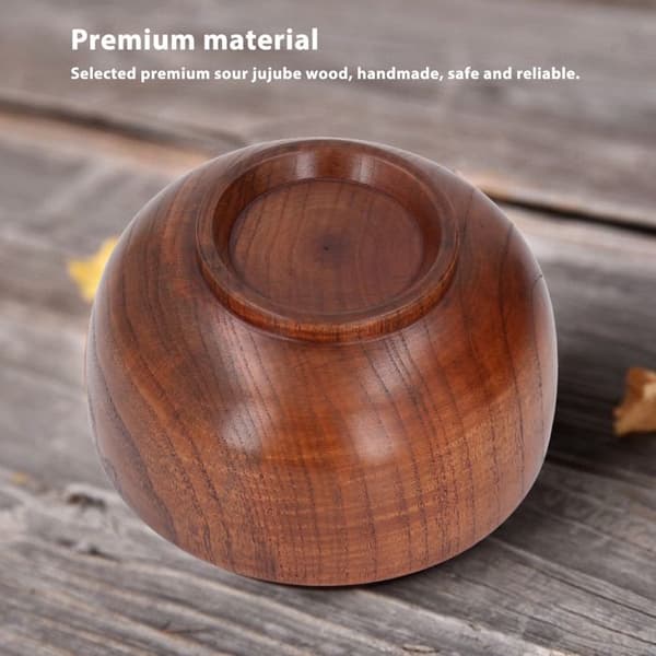 Treskål – 14,3×8,3 cm – Solid jujubetre, håndlaget, til hverdagsbruk