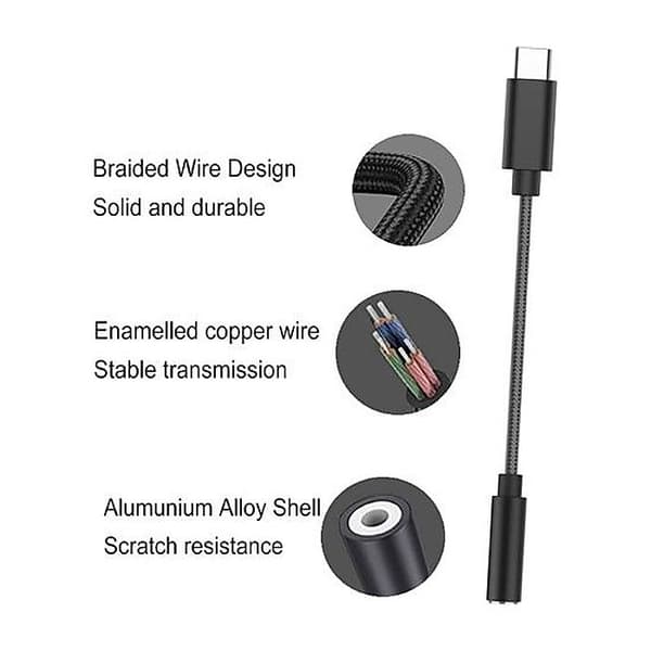 USB-C til 3,5 mm Jack-adapter, USB Type-C til lydjack-adapter, USB Type-C lydjack-adapter