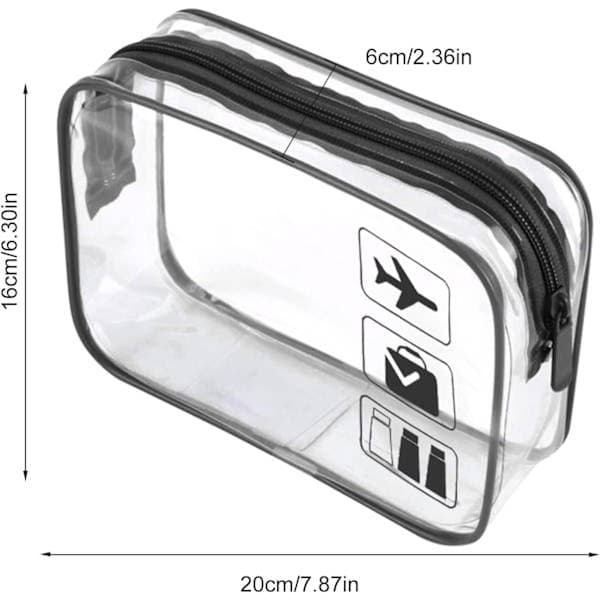 Transparent necessär 1 liter TSA-godkänd black 2pc