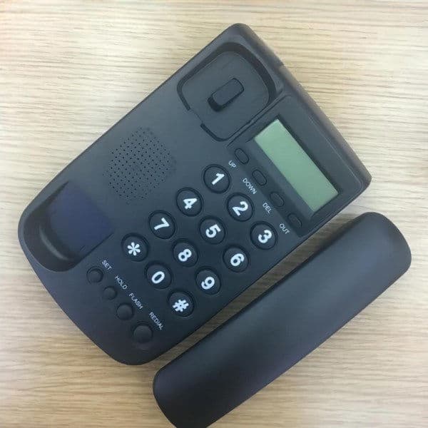 Kablet hjemmetelefon, bordtelefon med nummerpresentasjon, hvit