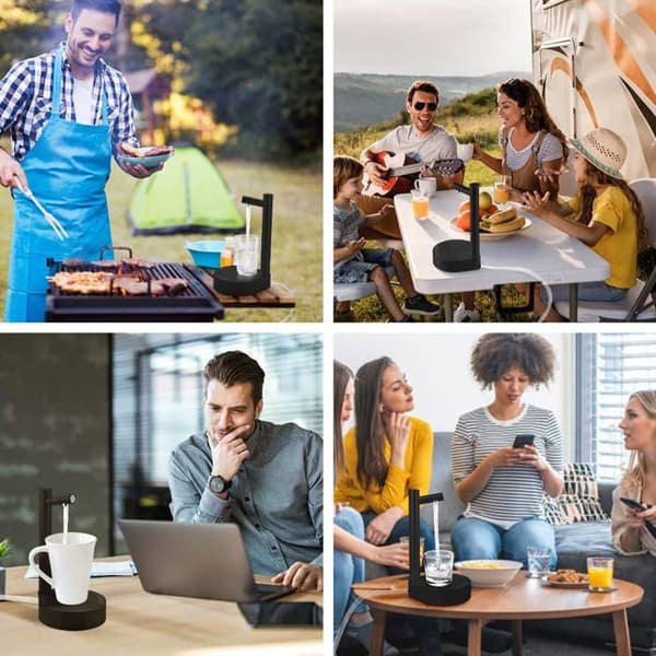 6-lagers smart skrivbordsvattendispenser för 5-gallons vattenflaskor, USB-laddning (svart)