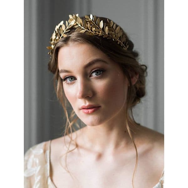 Brudekrone med blader, diadem, gull