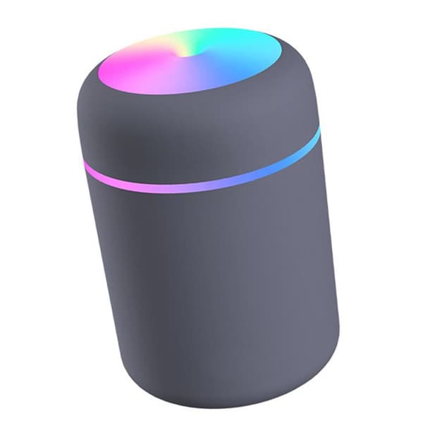 Mini USB-luftfugter – 7-farvet LED-lys, ultra-stille – til kontor, bil og rejser – sort