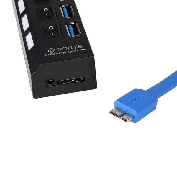USB-hub – 4 porter – LED-indikator – individuelle brytere – energibesparende