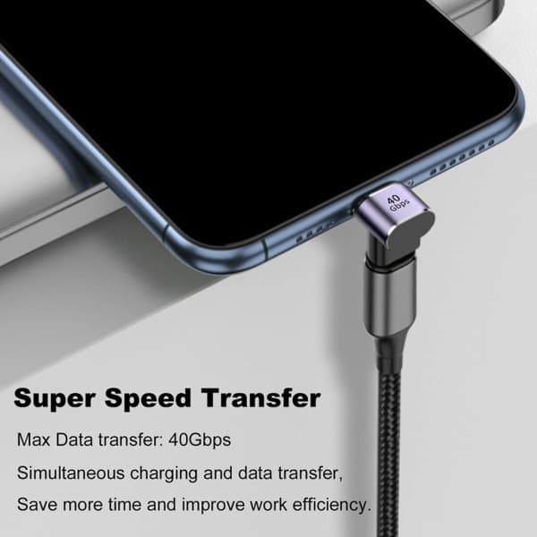 40 Gbps USB C-adapter 90 graders USB C-forlænger retvinklet PD 100W hurtigopladning til Steam Deck Switch bærbar computer MacBook