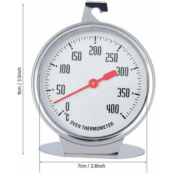 Ovn stegetermometer – Temperaturområde 0-400℃ – Rustfri stålprobe – Grillkrog – Dimensioner 7 x 9 cm
