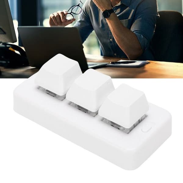 Mini mekanisk tastatur – MK321BT – dobbelt USB+Bluetooth-tilstand – kan tilpasses – hvid