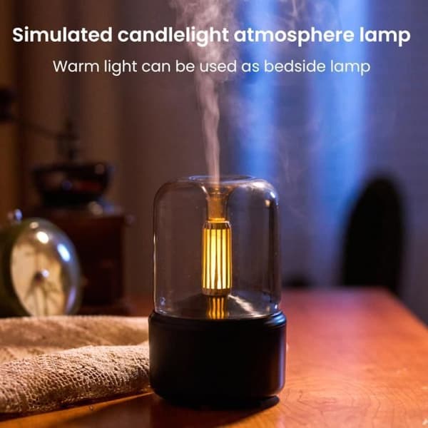 PRUMYA Aroma Diffuser, Aromaterapimaskin i Lysestil, Luftfukter - USB-lading