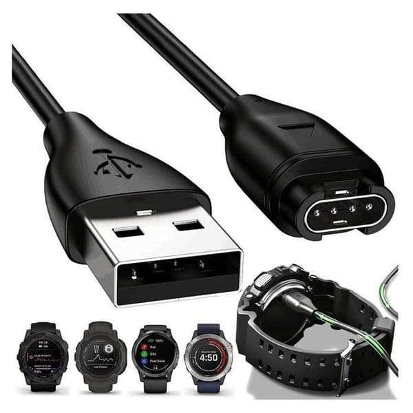 USB-oplader - Garmin Fenix 5/6 - Kompatibel Forerunner 935/945 - Sort - 100-240V