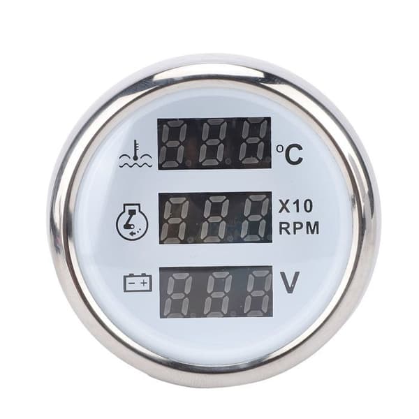 52mm 3-i-1 Måler – CX6086-Blå – Vand/RPM/Volt – Blåt Display – til Autocamper, Lastbil, Båd