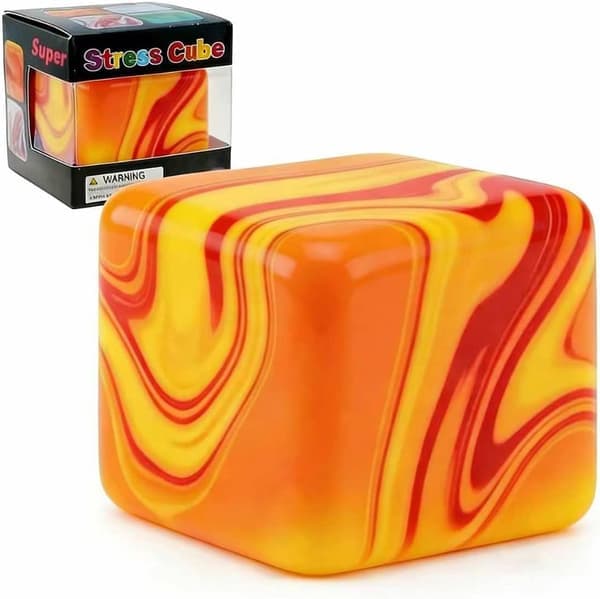 Swirl Stress Cube Squishy Legetøj Langsom Rebound Sensorisk Fidget til Angst og Stresslindring Farveblanding Klemmelegetøj til Voksne orange