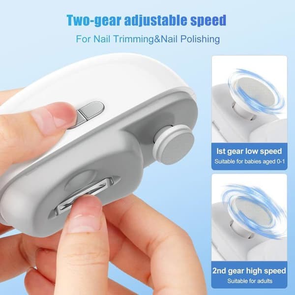Elektrisk negleklipper for eldre - USB oppladbar - Innebygd sliper - LED-lys