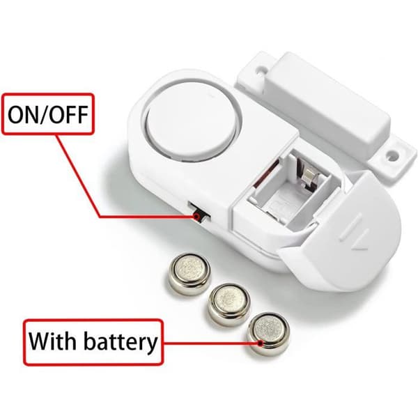 Set med 2 dörrlarm för hemsäkerhet, sensorlarmsystem för dörrar och fönster (med batteri)