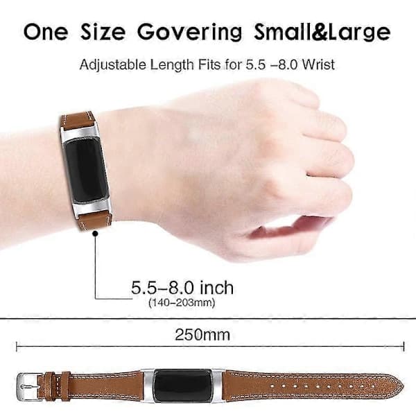 Premium ekte lær justerbar stropp for Fitbit Charge 6/5 - Perfekt brun Fitbit Charge 6