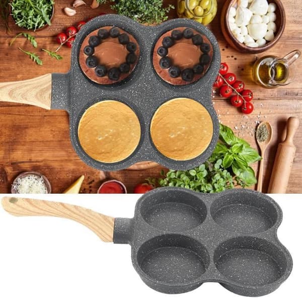Pannekakemaker, 4-hulls omelett non-stick eggpanner, 4-kopps stekepanne, frokostpannekakeformer