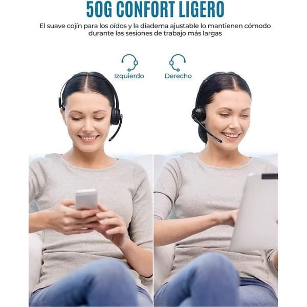 Professionelt sort Bluetooth-headset - Håndfrit sæt - Multi-Point forbindelse - 13 timers taletid