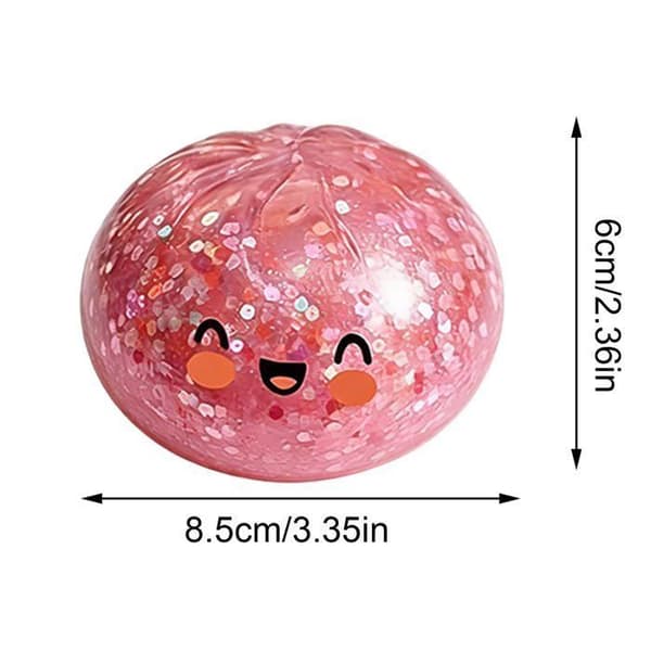 Regnbue \"Dumpling\" Stressball — Myk Sensorisk Leke (Gjennomsiktig Rosa)