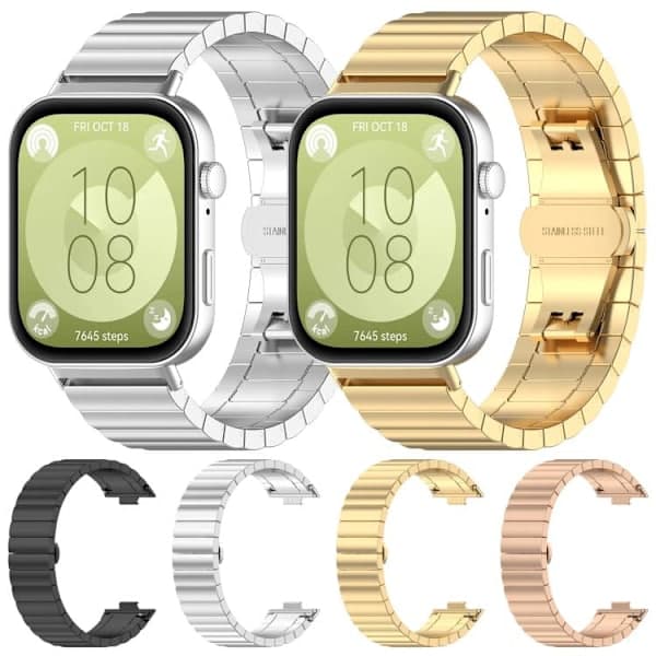 Huawei Watch Fit 4/fit 4 Pro/fit 3 Rem i rustfrit stål (Guld)