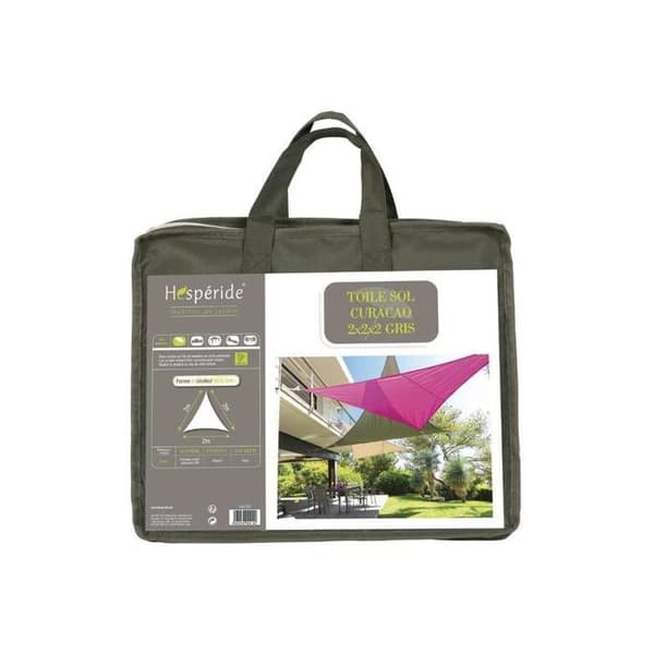 Trekantet \"Curacao\" solsejl, skifergrå, 2x2x2m, polyester - Hespéride
