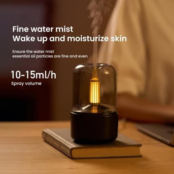 PRUMYA Aroma Diffuser, Aromaterapimaskin i Lysestil, Luftfukter - USB-lading