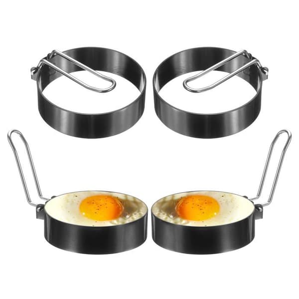 Set med 4 äggringar, 7,6 cm (3 tum) non-stick crepe-ring i rostfritt stål.