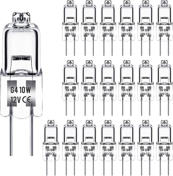 20-pak G4 halogenpærer 10W 12V - Varm hvid