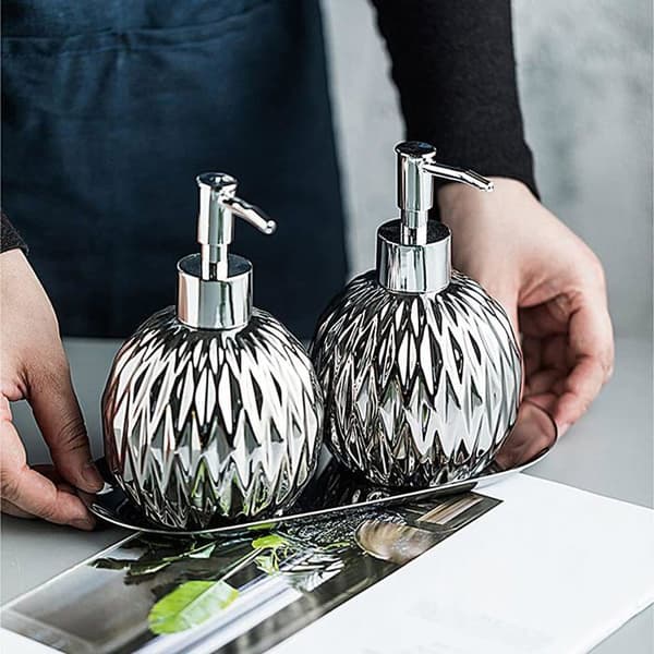 Set med 2 keramiska tvålpumpar, 400 ml - Modern och lätt stil - Påfyllningsbar