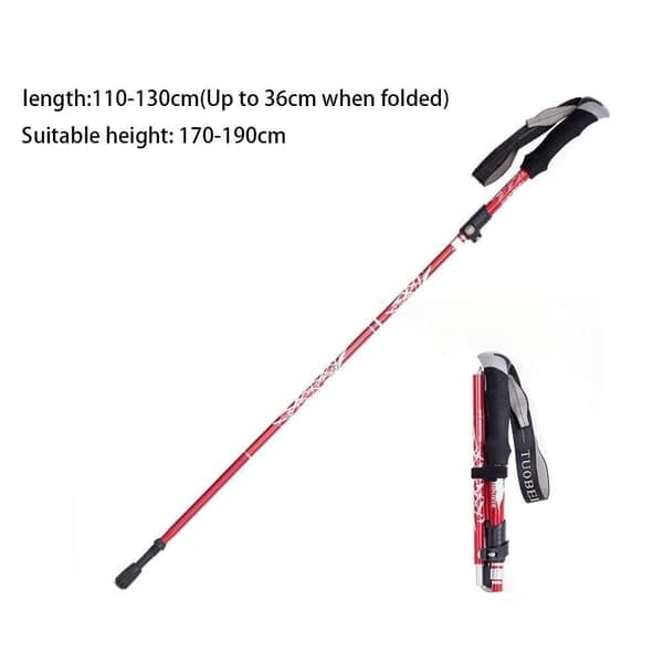 Trekkingstave Sammenfoldelige Vandrestave - Trekkingstave i Aluminiumslegering med Quick Release System, Teleskopiske, Sammenfoldelige, Ultralette til Vandring red long