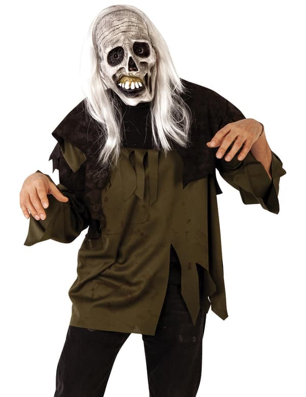 Mask och vuxen zombieperuk
