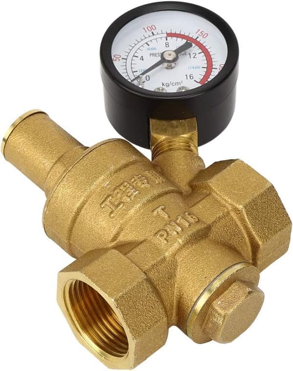 Tryckreducerare DN20 mässing justerbar vattentrycksregulator med vattenmätare.