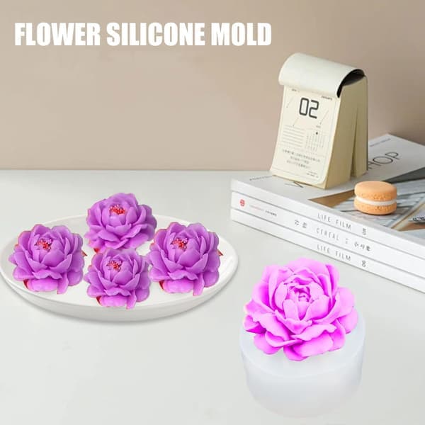 Lysform, 3D Blomster Silikoneform, Velegnet til Fremstilling af Chokolade, Slik, Lys, Sæbe, Kager og Polymerler Håndværk (Jasminblomst)