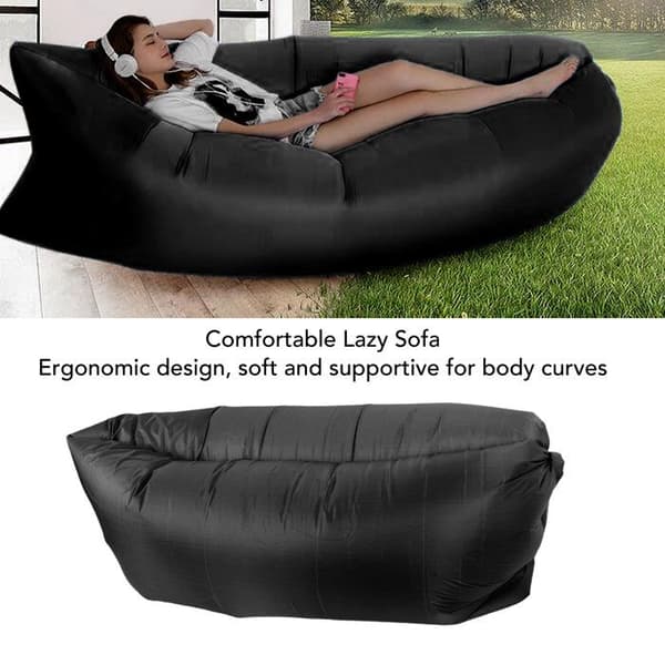 Sammenklappelig oppustelig sofa – Hurtig oppustning – Strand/Camping – Sort