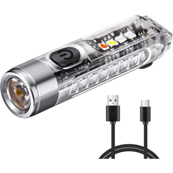 Mini Multifunksjonell Vanntett Oppladbar Lommelykt - 400m Lysrekkevidde - 8 Moduser