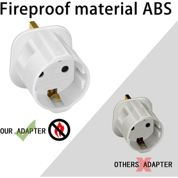 UK stikadapter, 1 EU til UK adapter (2-benet til 3-benet) til rejseelektronik