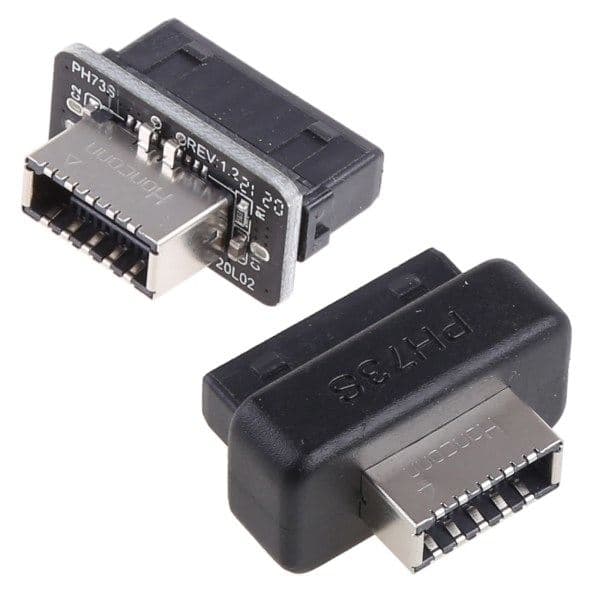 USB 3.0 Intern Header till USB 3.1/3.2 Typ C Front Typ E Adapter 20pin till 19pin Omvandlare för PC Moderkortskontakt