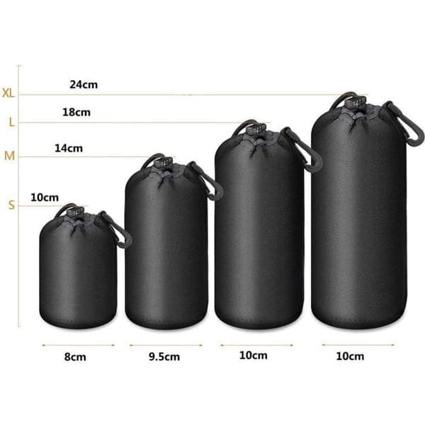 Set med 4 linsväskor – Vattentålig – Linsskydd – Linsfodral – Skyddsfodral